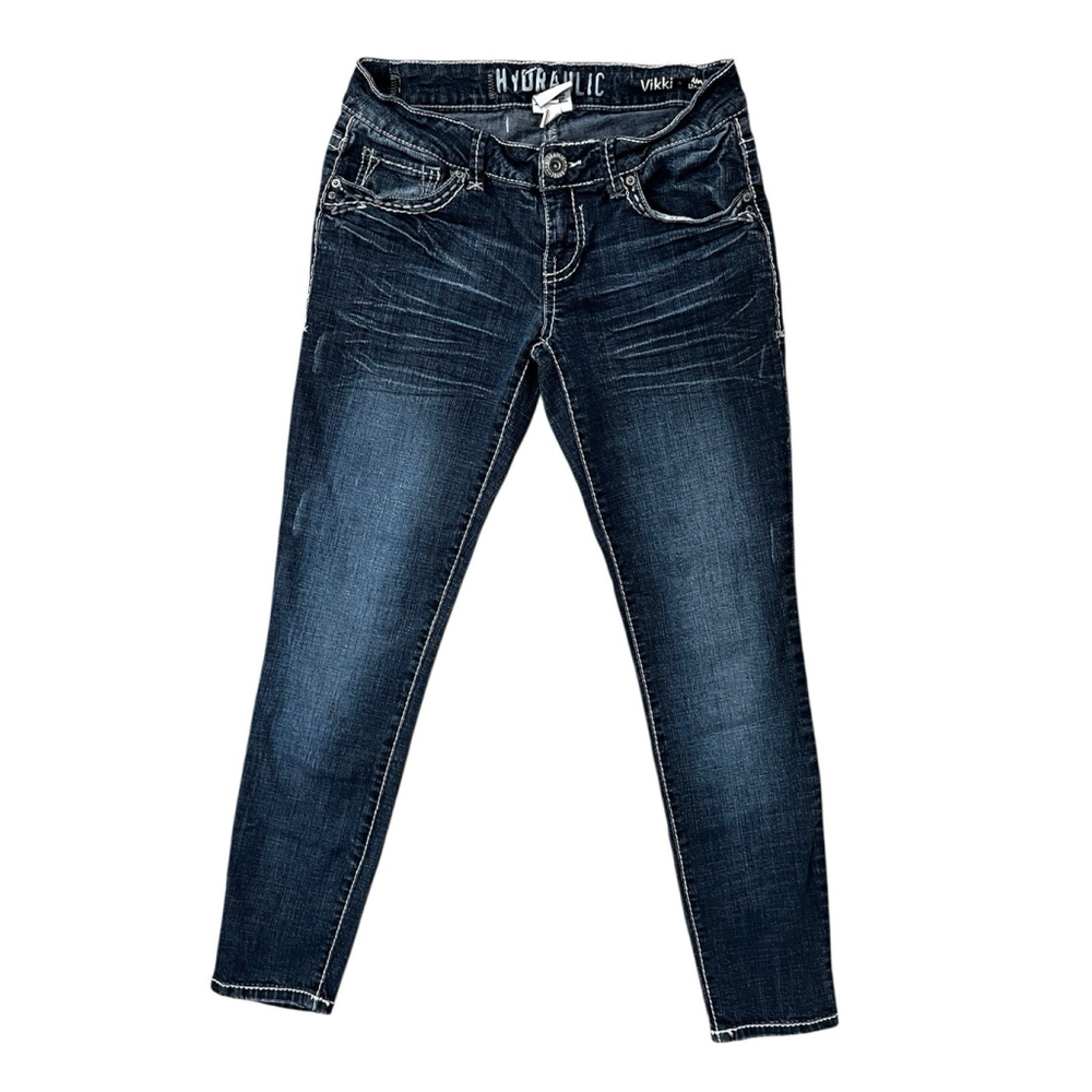 Vintage Hydraulic Vikki Y2K Low Rise Skinny‎ Ankle Legging Blue Jeans Streetwear - Picture 1 of 9